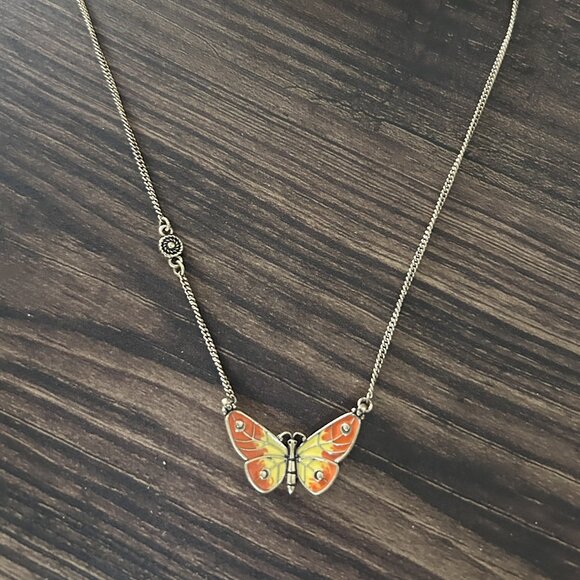 Yellow and Orange Enamel Butterfly Necklace ASO Alex Russo - Picture 3 of 12